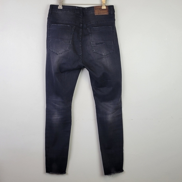 One Teaspoon Freebirds ll High Waist Skinny Jeans Raw Hem Black 28 - Picture 5 of 13